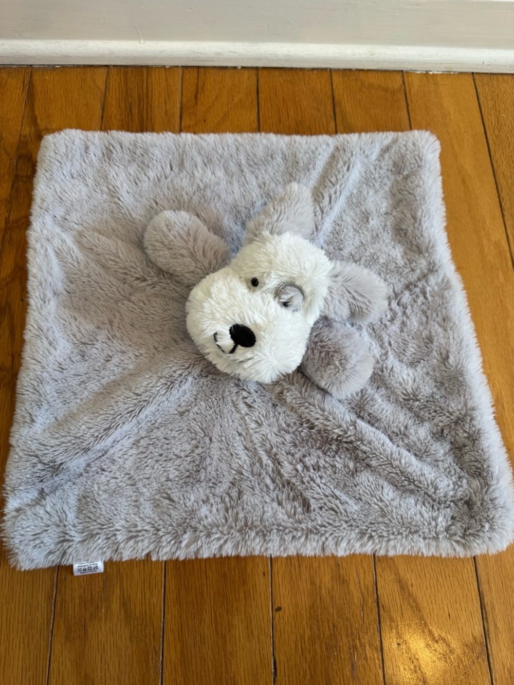 Gray Plush Puppy Lovey Blankie
